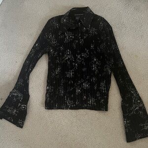 Black Floral Long Sleeve Blouse
